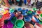 Assortment of plastic kitchenware on Burmese open air market on Inle lake, Myanmar
