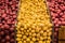 Assortment of potatoes in grocery store