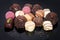 Assortment pralines confectionery Chocolate candies and sweets