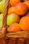 Assortment ripe summer fruits in a wicker basket