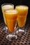 Assortment slush of Orange Mango Pineapple cocktail soda Drink served in glass isolated on table side view of middle east food