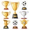 Assortment of Sports Trophies on White Background. Generative ai