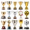 Assortment of Sports Trophies on White Background. Generative ai