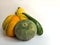 Assortment of squashes (crookneck  kabocha  spaghetti  delicata  orangetti squashes)