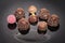 Assortment sweet confectionery chocolate truffles and pralines