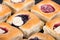 Assortment of sweet Kolache, Czech pastry cakes