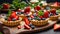 assortment tartlets cream, strawberries, cake blueberries home nutrient summer party