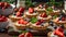 assortment tartlets cream, strawberries, cake blueberries natural nutrient