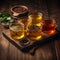 Assortment of Teas: Glasses on a Rustic Wooden Table