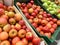 Assortment variety of apples different colors in a supermarket, organic whole vegetarian food in farm market