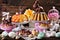 Assortment of various ring cakes for easter on festive table