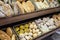 Assortment of Various types of Italian Bread in a Bakery