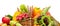 Assortment vegetables and fruits in basket