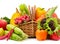 Assortment vegetables and fruits in basket