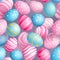 Assortment of vibrant easter eggs in a seamless pattern over a delightful pink solid background