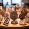 an assortment of wood carvings on a table