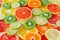 Assorty of sliced citrus fruits. Can be used as background