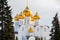 The Assumption Cathedral in Yaroslavl, Russia in winter - Golden domes and Crosses