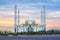 Astana, Kasakhstan, beautiful white Hazrat Sultan mosque on sunset