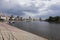 Astana, Kazakhstan, August 4 2018: Skyline of downtown Astana with Yesil River during the summer