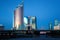 ASTANA, KAZAKHSTAN - JULY 25, 2017: Evening view of the modern high-rise buildings the center of Astana city.