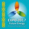 ASTANA, KAZAKHSTAN / JUNE 2017 - Expo 2017 and Kazakhstan flags and symbols