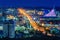 Astana, Kazakhstan, night view of the city illuminated