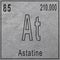 Astatine chemical element, Sign with atomic number and atomic weight