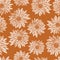 Aster Dahlia Flowers white on gold brown seamless vector pattern. Floral subtle background. Hand drawn contemporary