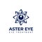 Aster eye treatment logo, abstract vector flower with eye side