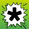 Asterisk star sign. Black Icon on white popart Splash at green background with white spots. Illustration