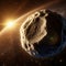 Asteroid Close-Up in the Glow of a Star, AI Generated