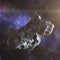 Asteroid flies in space