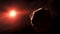 Asteroid fly through space near sun