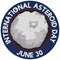 Asteroid inside Round Button for International Asteroid Day Celebration, Vector Illustration