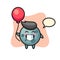 Asteroid mascot illustration is playing balloon