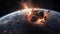 Asteroid or meteor fly to the earth, disaster, creative fantasy science