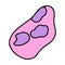 Asteroid  stone. Doodle. Isolated element on a white background. Drawn by hands. Vector illustration. Pink  purple