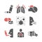 Asthma icons. Symptoms. Vector signs for web graphics.