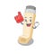 Asthma inhaler mascot cartoon style holding a Foam finger