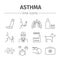 Asthma Symptoms and Symbols. Asthma line icons set.