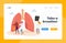 Asthma, Tuberculosis or Pneumonia Respiratory Disease Landing Page Template. Professional Doctor Character Hold X-ray
