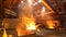 Asting ingots in foundry shop, metallurgical production. Stock footage. Melting steel at the plant, heavy industry and