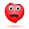 Astonished emoji red heart. Vector cartoon icon