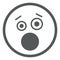 Astonished emoji. Shock face icon in simple line style