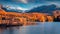 Astonishing autumn scene of Sils Lake/Silsersee.