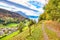 Astonishing autumn view on suburb of Hergiswil village with mountaines and fog