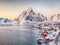 Astonishing evening cityscape of Reine town