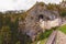 Astonishing landscape of medieval Predjama castle Slovene. Predjamski grad. Castle at the cave mouth