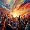 Astonishing Wallpaper: Celestial Crescendo - Congregation Lifting Their Hands in Synchronized Worship
